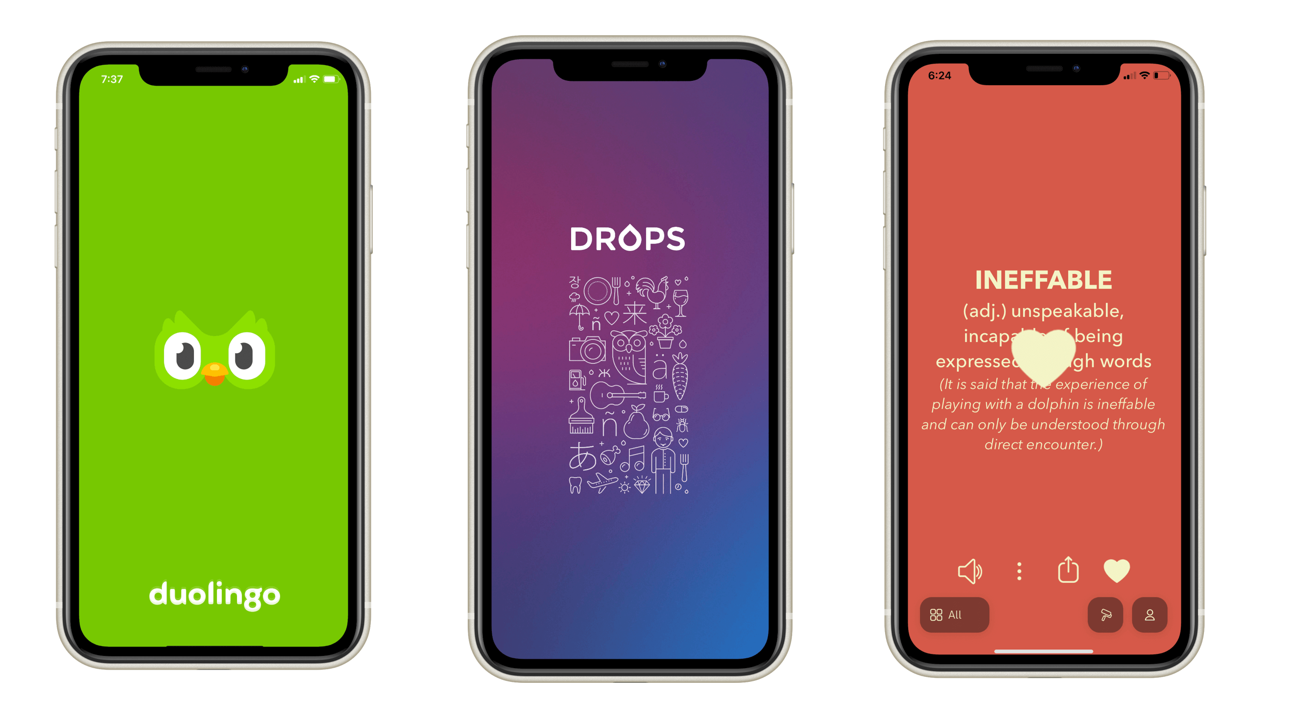screenshots of three competitor apps