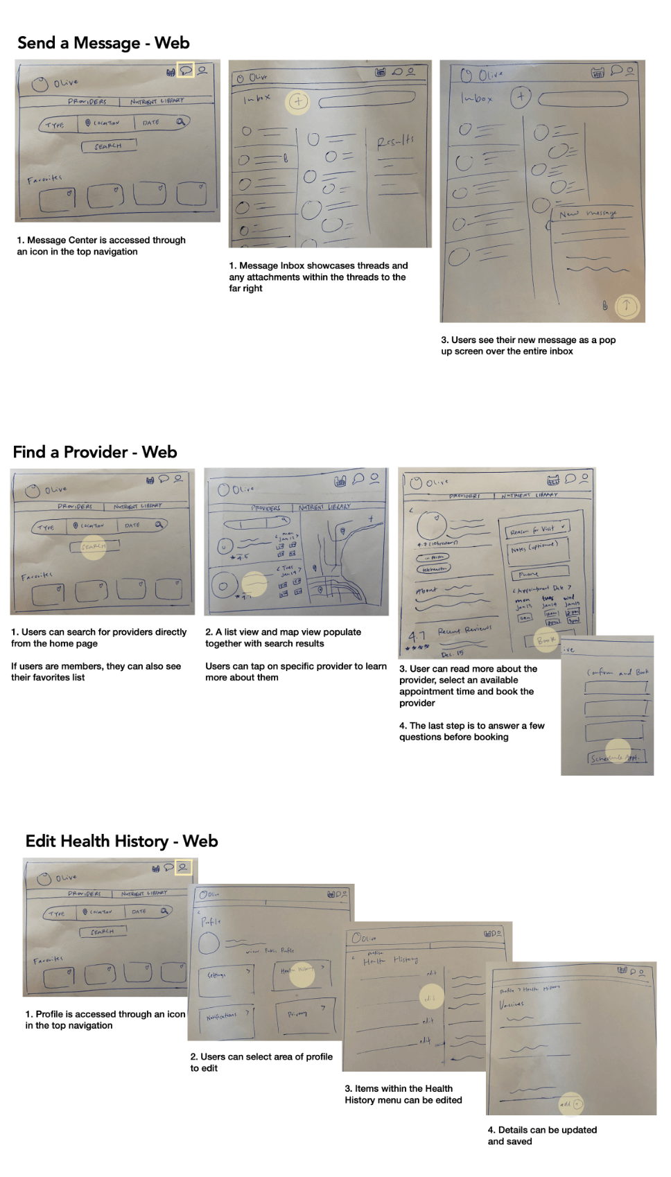 low fi web wireframe drawings